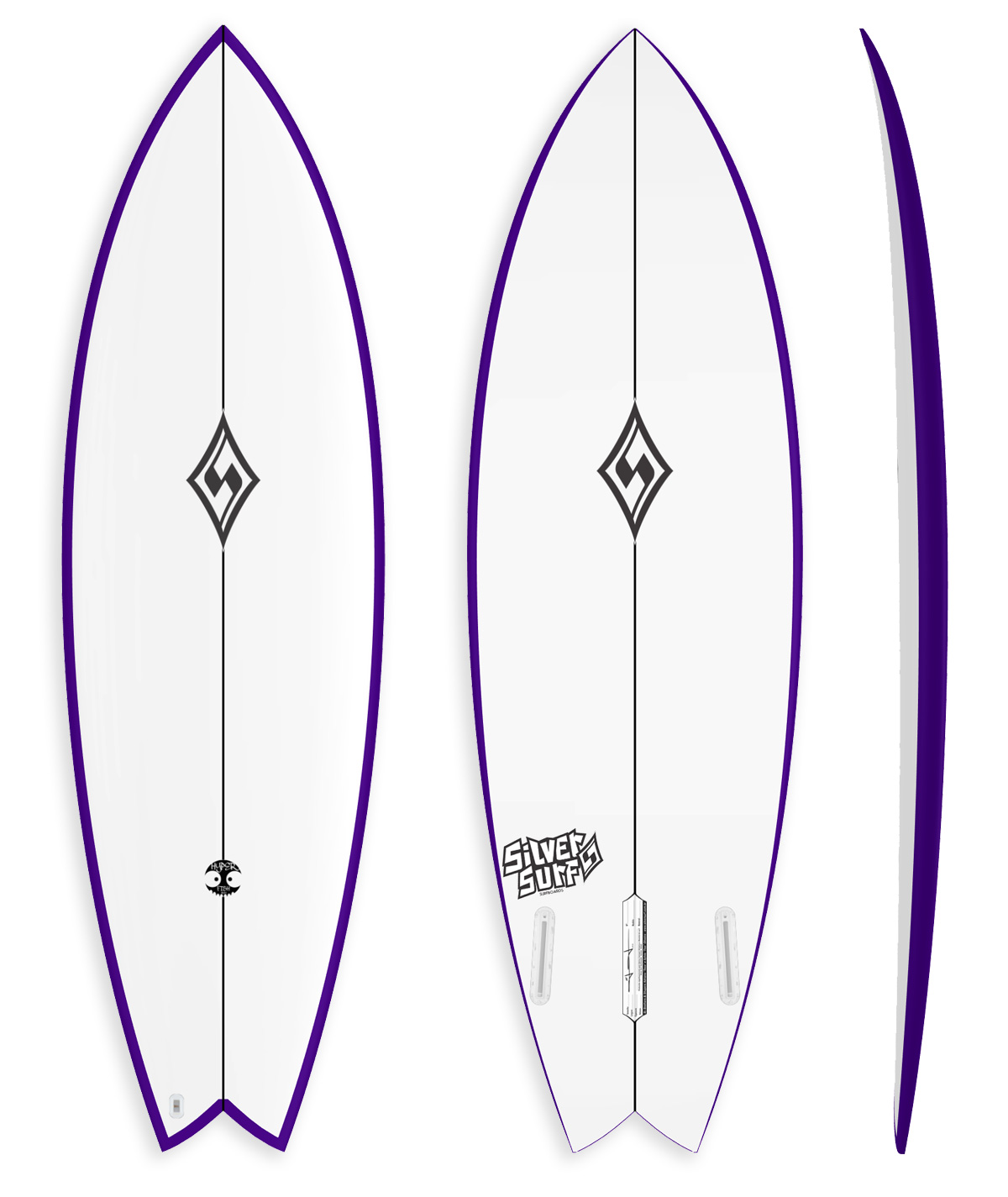 Hyper Fish - Silver Surf Boards - twin fin - Biquilha performance